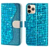 Étui portefeuille à paillettes Laser pour iPhone 11 Pro X XR XS Max Samsung Galaxy Note 10, Double fentes pour cartes, couvercle rabattable