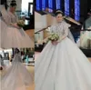 2020 New Long Sleeves Wedding Dress Charming Applique Lace Plus Size Bride Pants Suits Modest Chapel Train Dress for Bridal