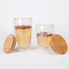 Double Glass Cup Coffee Mugs Tea Cup Transparent Heat-resistant Glass Cups With Bamboo Insulation Cup Lid Creative Preference