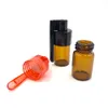 51mm/36mm Glass Pill Case Smoking Bottle Snuff Snorter Dispenser Bullet Plastic Cap Vial Storage Container Box with Spoon MultiColor tools accessories