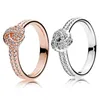 100% 925 Sterling Silver Ring CZ diamante mulheres casamento jóias para pandora anel de nó cintilante com caixa original