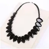 3A black agate necklace ladies men's natural stone agate leaf pendant jewelry multi-layer necklace healing