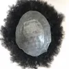 Afro Curly Skin Toupee für Männer Voll Pu Echthaar Toupee All Skin Curly Herren Toupet Ersatzsystem 8x10 Schwarze Farbe Herrenhaar