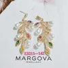 Fashion-Pearl Leaves Earrings Shining CZ Stone Drop Water Pendant Earings Brand Designer 925 Silver Ear Studs