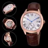 Montre de haute qualité pour hommes, mouvement automatique, montre-bracelet en acier inoxydable, bracelet en cuir, dos en verre Transparent 012-2302f