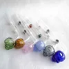 Dot Skull Head Glass Oil Burner Pipe Sapphire Rökning Cigaretttillbehör Verktyg Torra ört Tobak för bubblarhoppor Bongs riggar