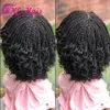 黒人女性のための新しい短い合成ウィッグ14インチBlac Kinky Wig Full Micro Braid Lace Front Wig with Baby Hair2790751