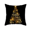 Christmas Decoration Black Gold Pillow Case Cotton Linen Pumpkin Trick or Treat Letter Throw Pillow Covers Cushion Cover Snowflake Printing