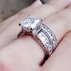 2019 새로운 스타일 매력 커플 링 그의 그녀의 S925 스털링 실버 공주 CZ 기념일 약속 웨딩 약혼 반지 세트