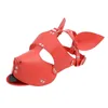 PU Läder Hood Mask HeadGear Dog Bondage slav i vuxna spel för par # R43