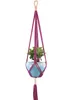 Jute touw macrame plantenhangers - binnen/buitenhangende mand voor bloemenpots - nieuwigheid thuisdecor in wit/paars/zwart