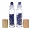 Diffuseur d'huiles essentielles 10 ml rouleau en verre transparent sur bouteilles de parfum avec pierre de quartz en cristal naturel écraséCrystal Roller Ball Wood4180111