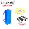 Liitokala18650 36V 30AH 25AH 20AH 15AH 12AH litiumbatteri Elektrisk cykelbatteri med 20A BMS + 42V laddare