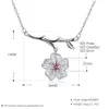 Colar de pingente de moda S925 Sterling Silver Plum padrão de flor de zircão rosa colar de acessórios de dia dos namorados presente de dia dos namorados POTALA007