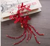 Neue koreanische Braut Tiara rot chinesische Haarband Schmuck zweiteilige Hochzeit Toast Kleidung Blumen Haarschmuck