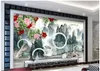 Papel tapiz 3D foto personalizado murales de pared 3d papel pintado 3D círculo sólido peonía flor paisaje fondo pintura mural papel de parede