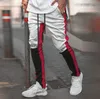 Мужские Motocross Trackpants Slim Fit Упругая талия Двойные полосатые днища ретро модные спортивные штаны мужские брюки новые