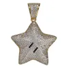 Moda: oro de 18 quilates y oro blanco chapado en diamante completo CZ Zircon Pentagram Colgante Collar Hip Hop Joyería Regalos para hombres y mujeres al por mayor