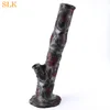 Tall printing dragon silicone bong 14 inch glass percolator water pipe with down stem dab rig detachable