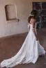 Bohem yaz plaj gelinlik omuz dantel kapalı boho gelinlikler vintage fransız vestido de noiva gelinlik