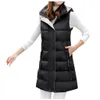 Vêtements d'extérieur gilet sans manches femmes à capuche coton rembourré imprimé manteaux long gilet femmes chalecos largos de mujer moda 2019 #T