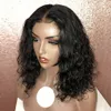 Кружевные парики с передним человеческими волосами 13x4 Короткие вьющиеся парики Реми Бразильский для женщин до заглушки натуральный цвет обесцвеченный узел336s