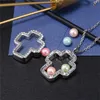 Colar de Medalhão de pérola para mulheres coruja Cruz Elefante contas de memória contas vidro jóias magnéticas de charme flutuante