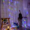 Décorations de vacances Lumières String 300 LED Rideau de fenêtre Twinkle Starry Lights 8 Modes d'éclairage Télécommande pour mariage