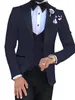 Najnowszy przycisk Groomsmen Peak Lapel Wedding Groom Tuxedos Mężczyźni Garnitury Ślub / Prom / Dinner Best Man Blazer (kurtka + krawat + kamizelki + spodnie) 997