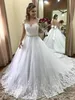 Robe de mariée en dentelle de tulle scintillante mancherons décolleté transparent V dos ouvert arc appliques robes de mariée en cristal perlé, plus la taille 2019 robe de mariée