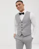 Tuxedos 2020 Costumes pour hommes gris fabriqués sur mesure Black Slim Fit Marding Sceits for Groom / Groomsmen Prom Casual Cost (veste + pantalon + gilet + arc