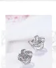 Fashion Pretty unique Rose Silver earrings Crystal Rhinestone CZ earrings silver and Purple Earrings free shipping