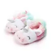 2019 New Toddler Baby Girl Flowers Unicorn Shoes Plush PU Shoes Soft Bottom Crib Shoes Spring and Autumn First Step 0-18M