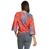 المرأة الصيف الأزهار الشيفون قميص فضفاض نصف كم الخامس الرقبة طباعة عقدة قميص جاكيت مثير سيدة عارضة قميص قمم قمزة LJJA2473