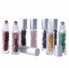 Essentiële olieverspreider 10ml helder glas Roll op parfumflesjes met geplette natuurlijke kristallen kwartssteen Crystal Roller Ball Silver cut lin