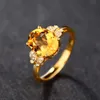 Großhandel 10 stücke vergoldet lenkbare fingerring honeybee natürliche gelbe zitrine kristall für elegante frauen schmuck