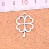 117pcs Charms hollow lucky four leaf clover irish Antique Silver Plated Pendants Making DIY Handmade Tibetan Silver Jewelry 24*17mm