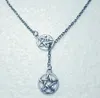 새로운 위카 이교도 보석 선물 빈티지 실버 더블 펜타그램 스타 Wiccan Pentacle Cross Lariat 펜던트 조절 가능한 목걸이 865