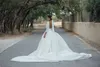 Vestidos de casamento do país com destacável Skrit Jewel Neck A Linha de mangas compridas de cetim branco Champagne vestidos de noiva Vestido De Noiv