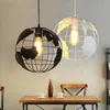 Zwart / Wit Binnenverlichting Vintage E27 Hanglampen Globe Iron Cage Lampenkap Warehouse Stijl Licht Armatuur Scandinavische Retro Lichten