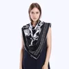 FashionNew Twill Silk Scarf Women Skull Key Printing Square sjaals Fashion Wrap Femd Large Hijab Shawl Necklerchief 130130cm8201285