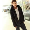 2018 Winter Autumn Fur Overcoat Leather grass overcoats male skull pattern Hoodie faux fur coat Cozy black  jacket