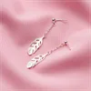 wholesale Orecchini pendenti con ciondolo a forma di piuma in argento sterling 925 per le donne Orecchini pendenti con foglie di marca Regalo per ragazze