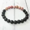 MG0490 8 mm Rhodonite Lava Stone Stacking Wrist Mala Bracelet Energy Protection Bracelet for Women Emotional Balance Jewelry257q