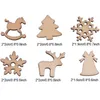 100 Pcs Wood Christmas Decorations Snowflake Wood Embellishment Christmas Tree Elk Decoration Gifts DIY Christmas Accessories BH2113 CY