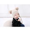 Ins 5-färg baby barn vinter mössor dubbel päls solid färg stickad toddler kid hatt mössa vinter trendig varm chunky baby hatt