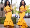 Желтые африканские черные девушки платья русалки длинные кружевные аппликация