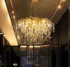 Nordic Luxury Gold Crystal LED Kroonluchter Loft Grote Glans Opknoping Lamp Woonkamer Hotel Hall Art Indoor Kroonluchter Verlichting LLFA