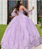 Популярные лаванды с длинными рукавами Quinceanera платья 2020 Новое кружевное аппликация плюс размер