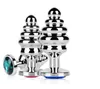 3 Stück/Set aus silbernem Analplug-Gewinde mit drei Ringen, Edelstahl-Metall-Analplug, Beuteperlen, Edelstahl + Kristallschmuck, Sexspielzeug für Erwachsene